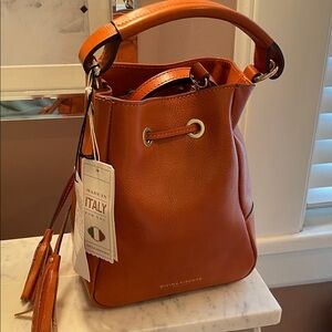 Divina Firenze Orange Leather Shoulder Bag